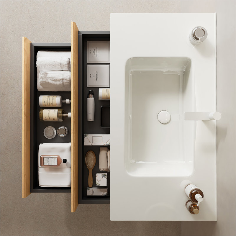 Comptoir de salle de bain 36 po avec lavabo en céramique blanche, sans armoire