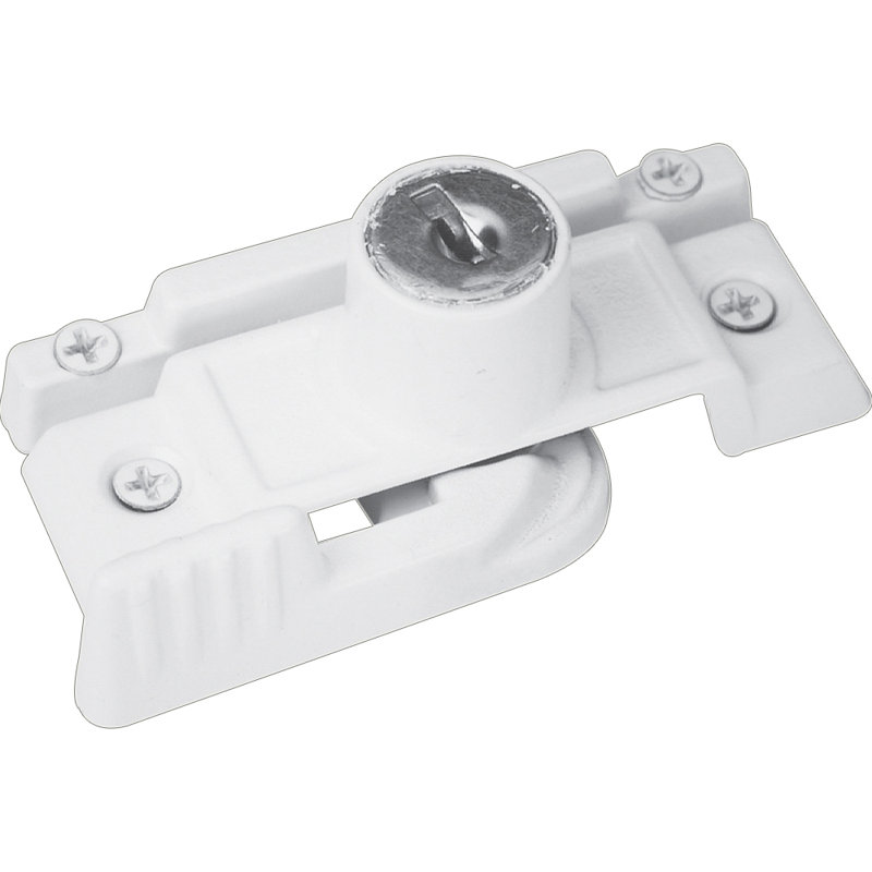 Serrure à guirlande à clé Prime-Line à l'épreuve des enfants, trous de 2 1/4 po, zinc moulé sous pression, blanc peint (paquet de 1)