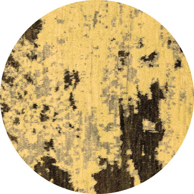Tapis rond abstrait fabriqué à la machine 8 pi en brun