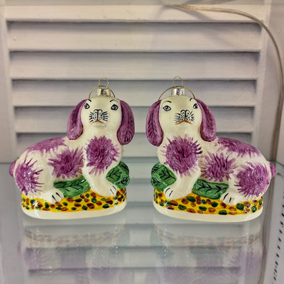 Pair of Bunnies Glass Ornament