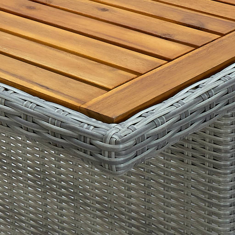 Ensemble repas 9 pièces pour patio avec coussins en rotin de polyester, Gris clair / Brun, Yes