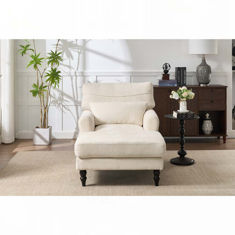 Chaise longue d'intérieur rembourrée, Blanc
