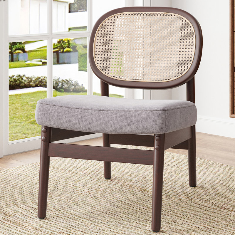 Fauteuil kaki pour salon et coin lecture, design du milieu du siècle, construction robuste, coussin confortable, dossier fait main, structure ergonomique, assise de 53 x 51 cm
