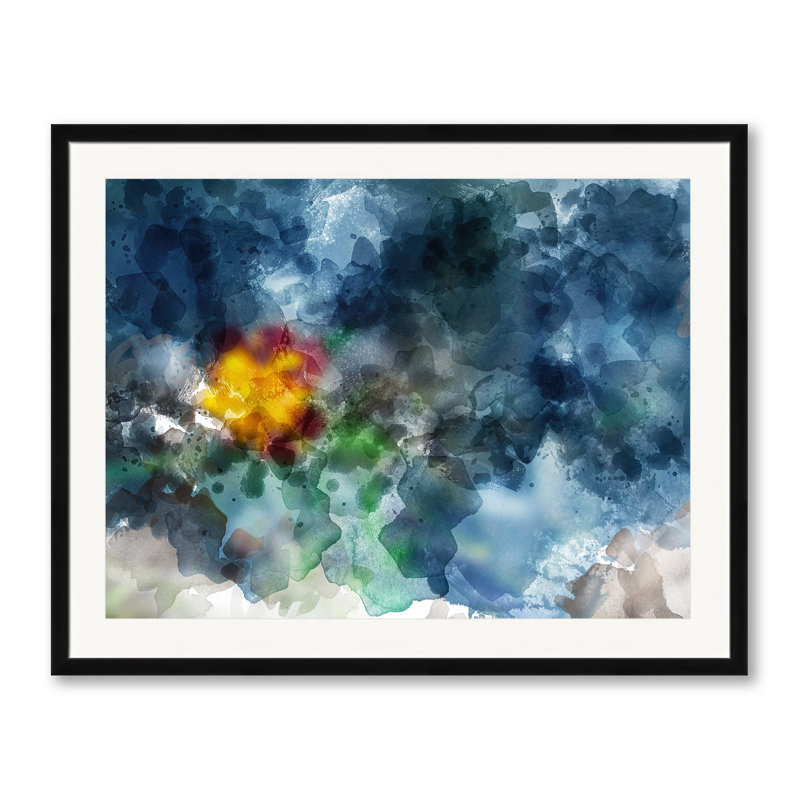 Abstrait 36602 par Chamira Young - Peinture, Papier avec cadre noir, H 25,25 po x l 31,25 po