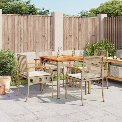 Bayou Breeze 5 Piece Patio Dining Set With Cushions Black Poly Rattan