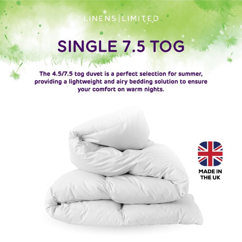 Linens Limited Allergy Fresh Duvet, Made in the UK, All Year Round Quilt, Soft and Comfy, Anti Allergy Hollowfibre, Machine Washable