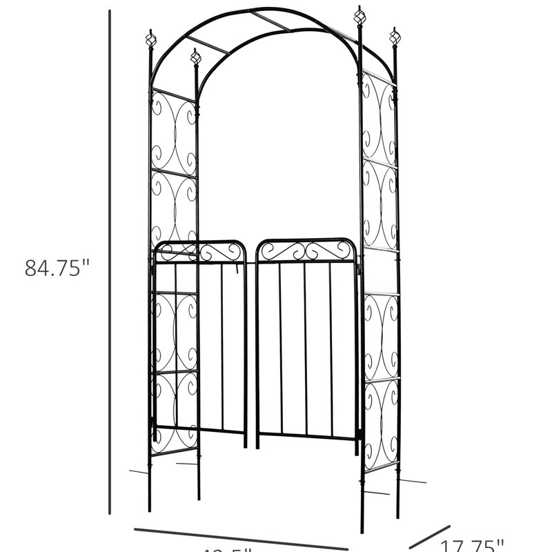 84,38 "arche de jardin en métal avec barrière - décorative pour les jardins et les mariages, caractère noir