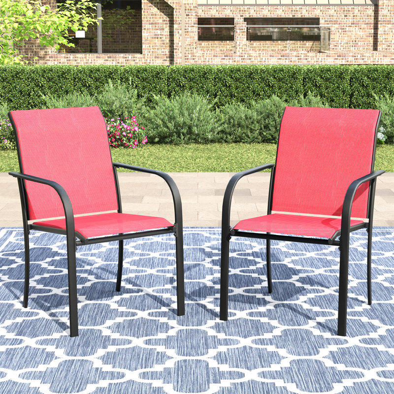 Chaises de salle à manger d'extérieur empilables, Rouge