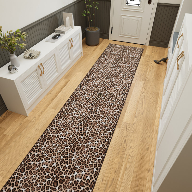 Kaira Soft Non-Slip Indoor Leopard Rug, Runner 2'7" x 39', Leopard