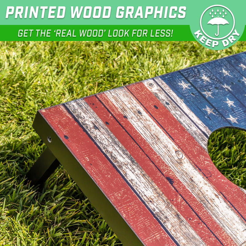 American Flag 3' x 2' MDF Cornhole Set with Bean Bags