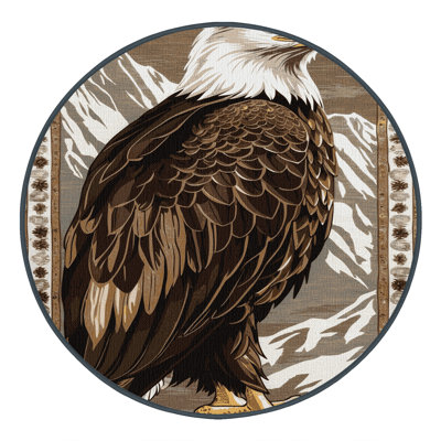 Washable Eagle Wildlife Area Rug