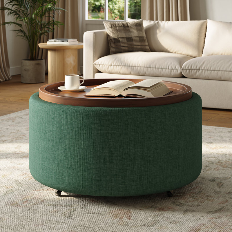 Verve 30'' Round Coffee Table With Storage, Green