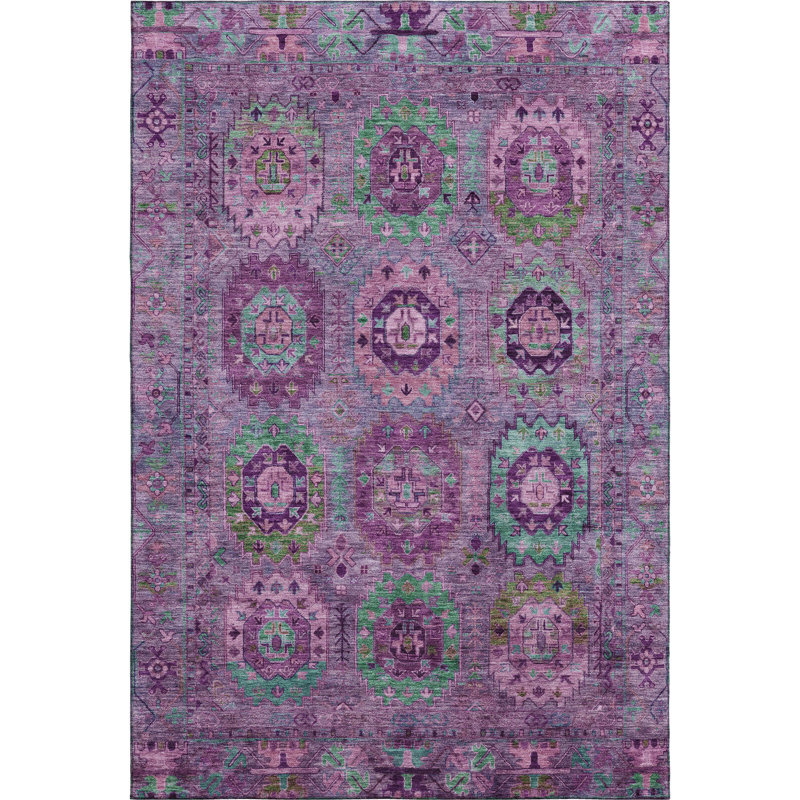 Premium Machine Washable Mayfield AMF2228 Panel Rug, 8' x 10', Purple