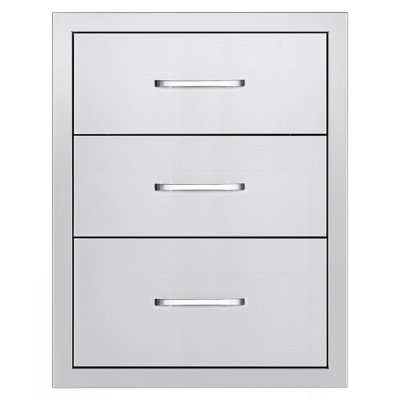 Outdoor Kitchen Drawers 18.11"W X 23.23"D X 23.23"H, Triple-Access Stainless Steel BBQ Drawers With Handles, BBQ Island Drawer For Outdoor Kitchens Or Barbeque Island Patio Grill Station