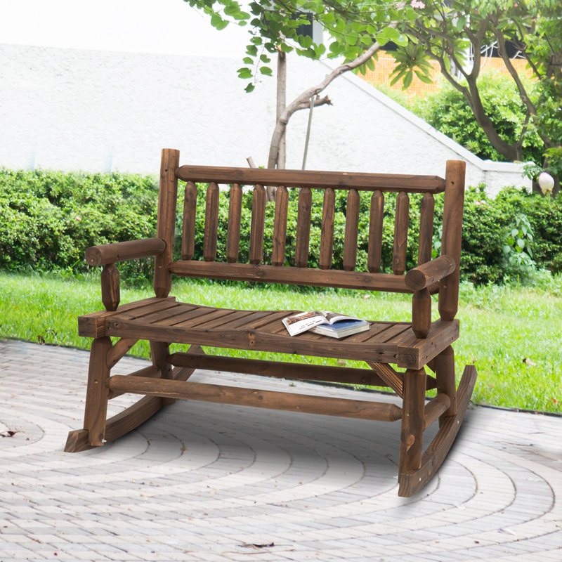 Chaise berçante en bois 2 personnes, Brun