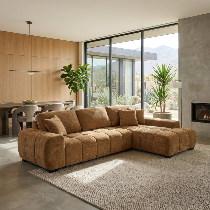 Canapé modulaire Hesse, Amber Brown Polyester Bland