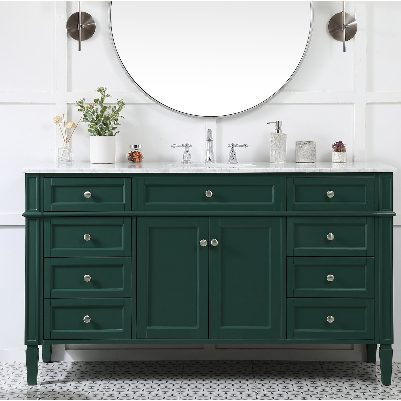 Rivers 60'' Single Bathroom Vanity, Green
