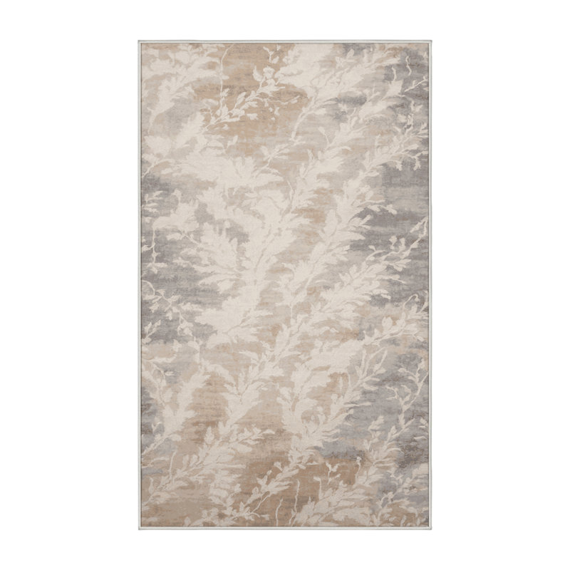 Tapis beige soyeux et moelleux, Rectangle 2 pi x 3 pi