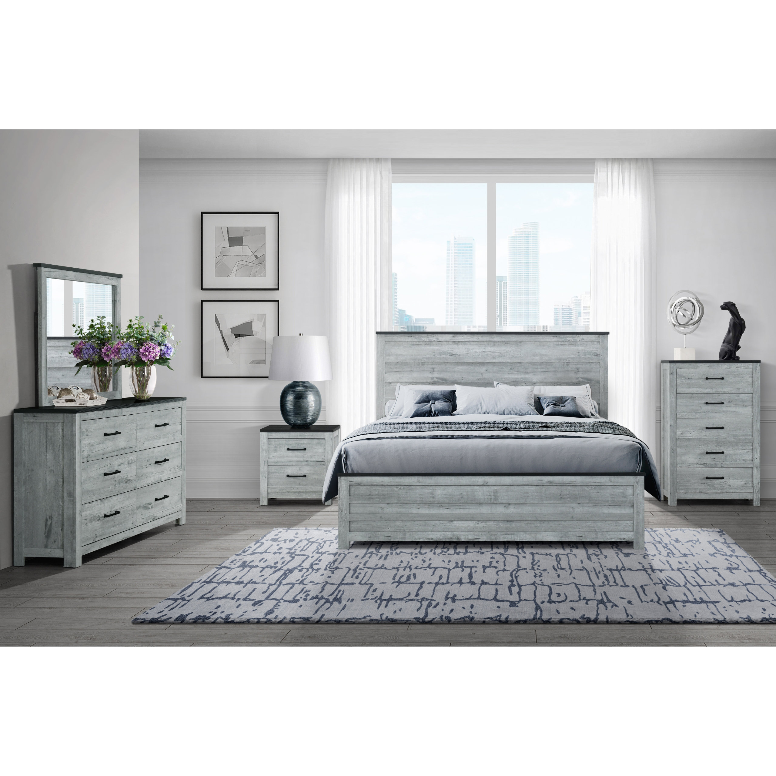 Ozark Full Gray Wash 5pc Bedroom Set