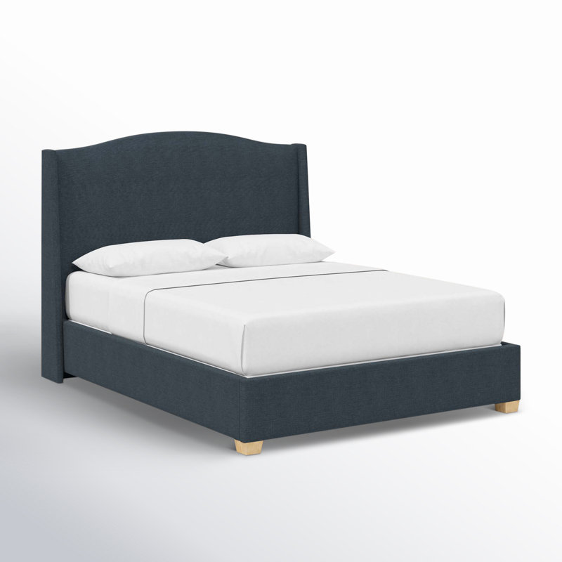 Allis Upholstered Wingback Bed, Full, Classic Navy Linen