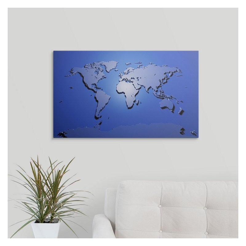 «World Map» par Francy - impression d'art graphique, H 12 po x l 19 po x 1,5 po, Toile