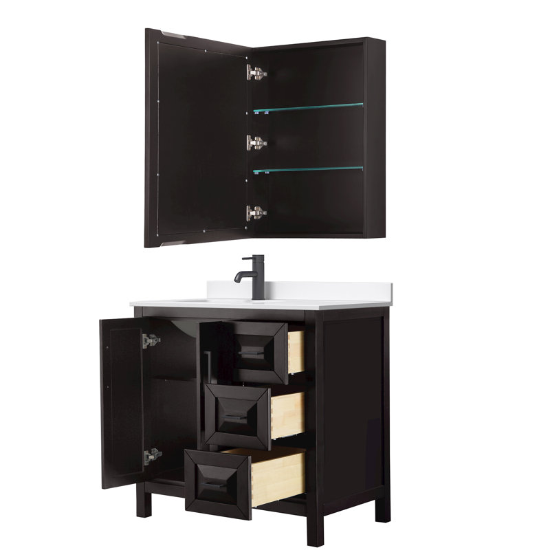 Daria 36'' W Vanity, Brown, Matte Black, Giotto Quartz