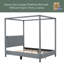 Grand lit plateforme à baldaquin avec ports USB et Type-C, toile-901305934-901305935