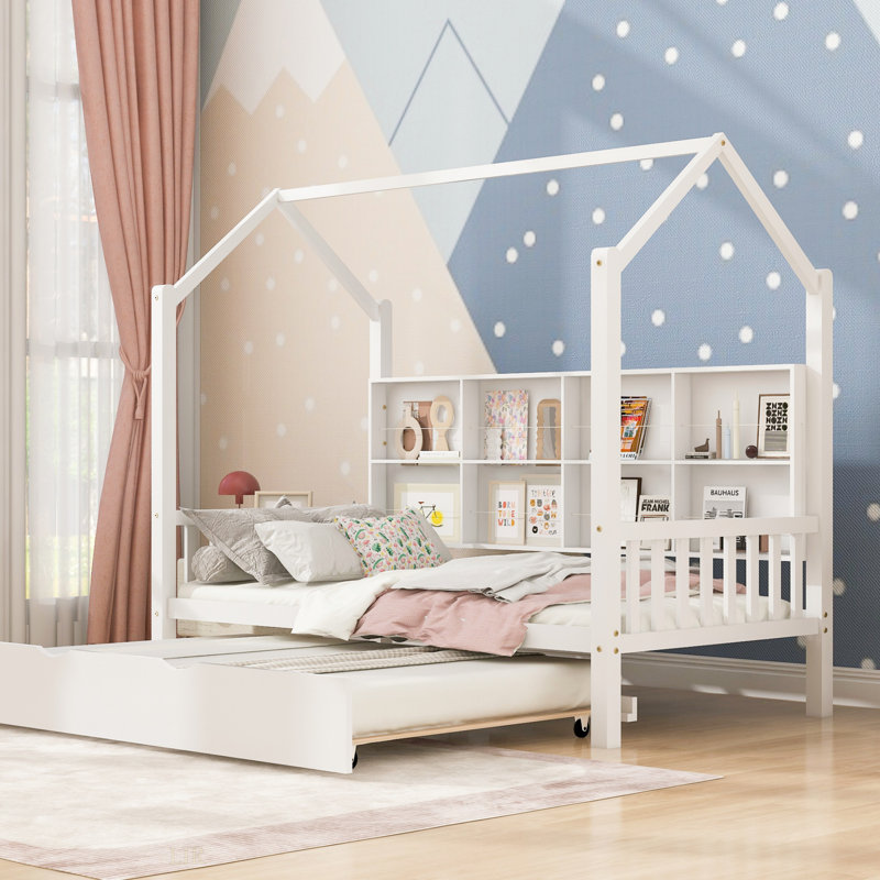 Lit simple en bois avec lit gigogne et lit pour enfant