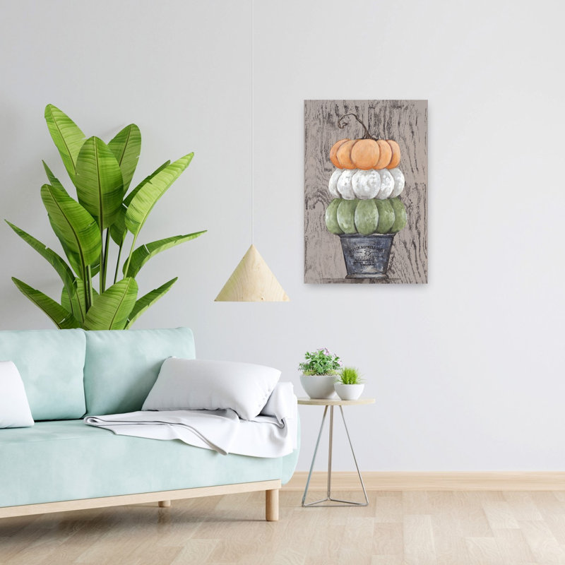 Triple citrouille en pot estampé, art rustique, H 24 po x l 16 po