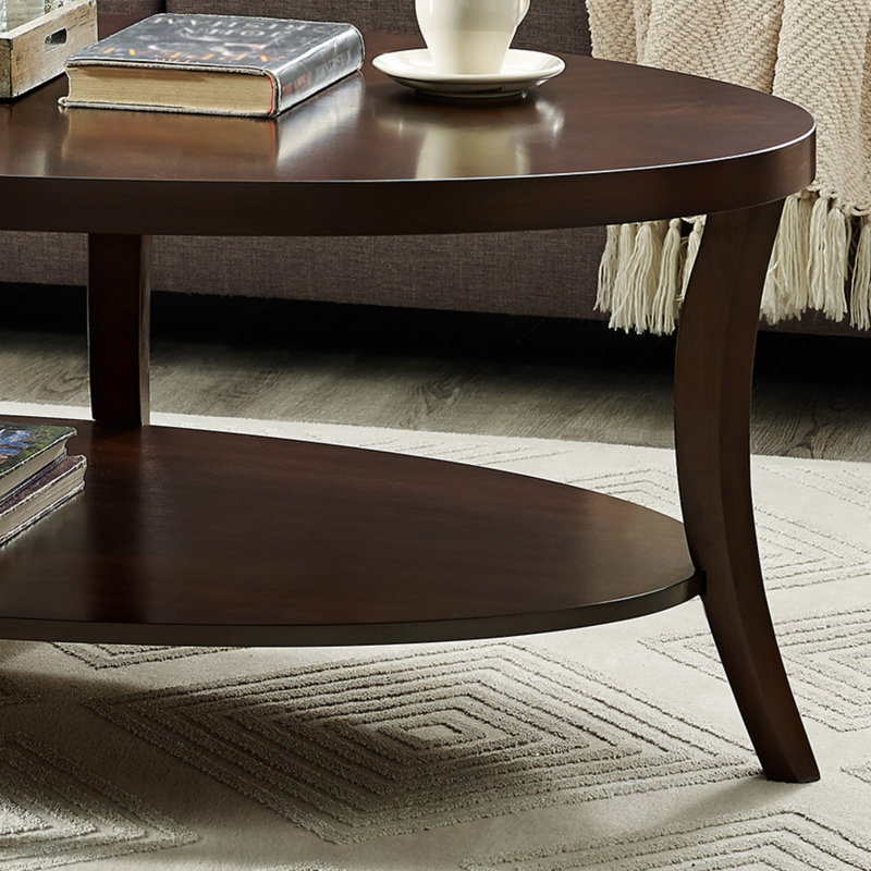 Ensemble de 3 tables basses ovales avec tables de bout et table de bout espresso, Brun