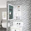 Armoire de rangement pour miroir de salle de bain 24 po x 36 po - Miroir biseauté, porte ouverte à gauche, intérieur spacieux, charnières lisses transparentes, bois d'ingénierie blanc l 24 po x H 36 po avec surface, ouverture, construction-621941427