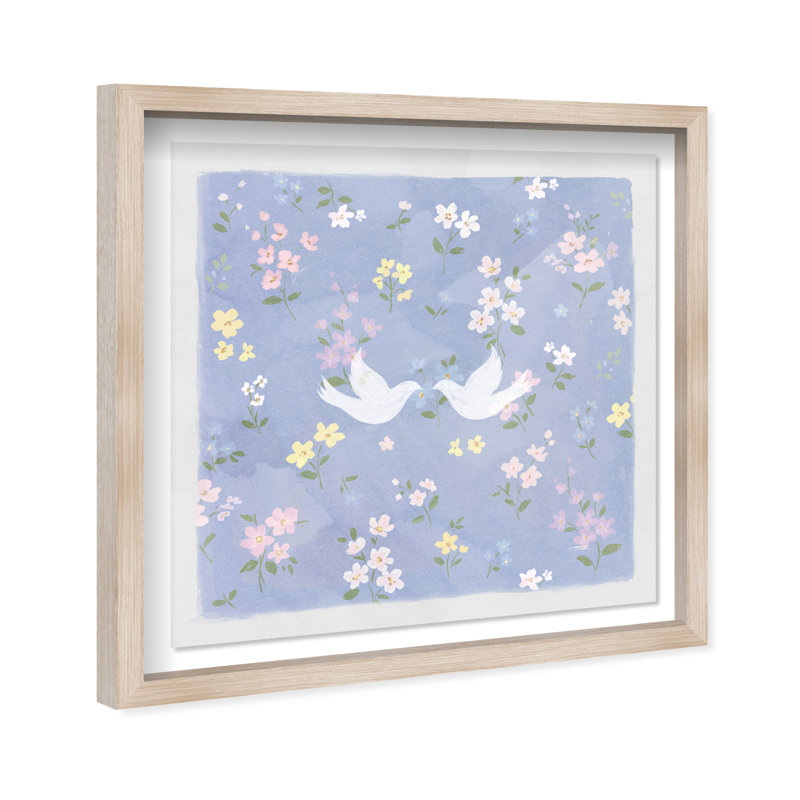 Love Doves Print by Oliver Gal, 13.5"H x 13.5"W, Natural Oak Shadowbox