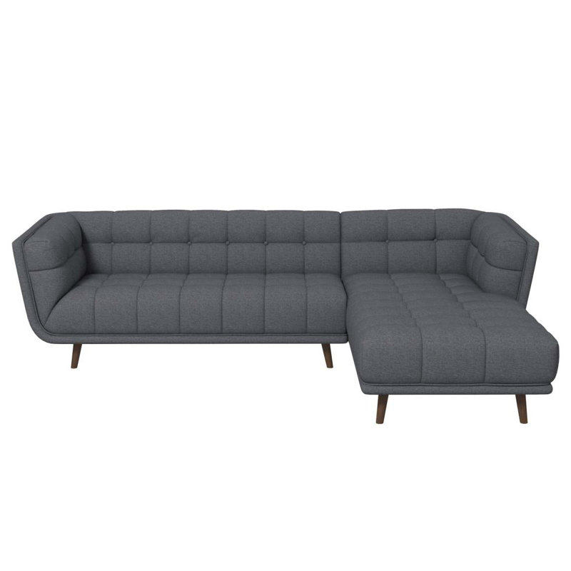 Canapé modulaire droit en frêne Addison, Orienté à droite, Lin gris, Brun