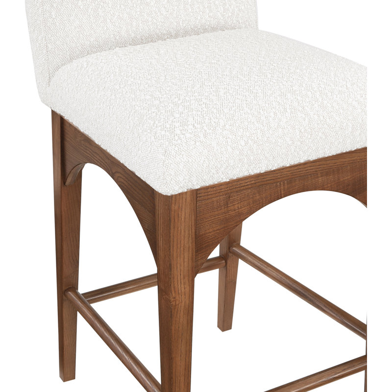 Tabouret de comptoir Waldorf, Noyer, Crème Boucle
