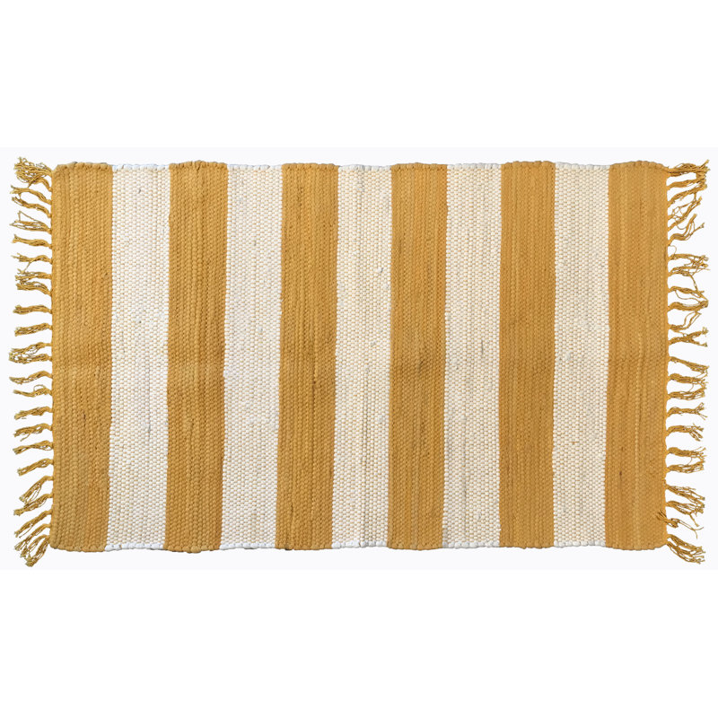 Tapis zone rayée en jaune Bruno