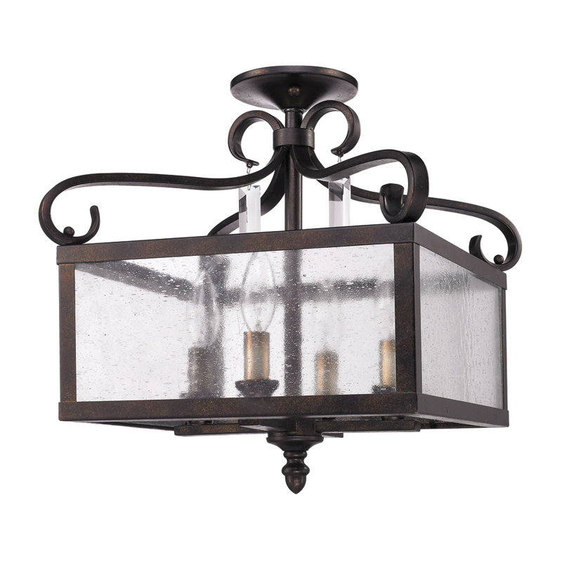 Plafonnier semi-encastré 4 lumières 13,5 po, Bronze brûlé