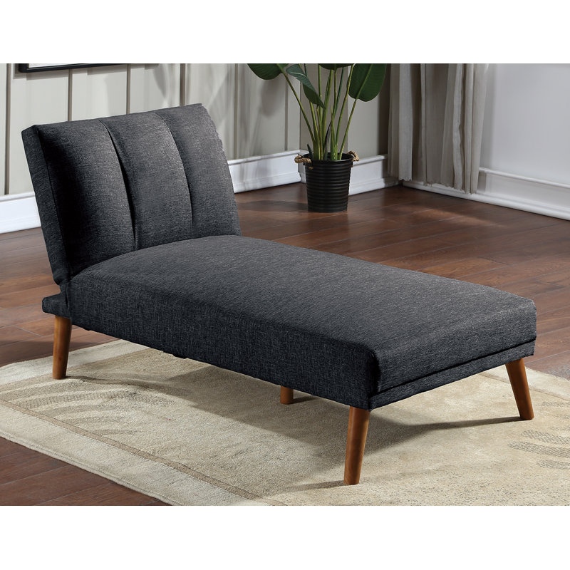 Chaise longue inclinable sans accoudoirs Gussi, Tissu noir