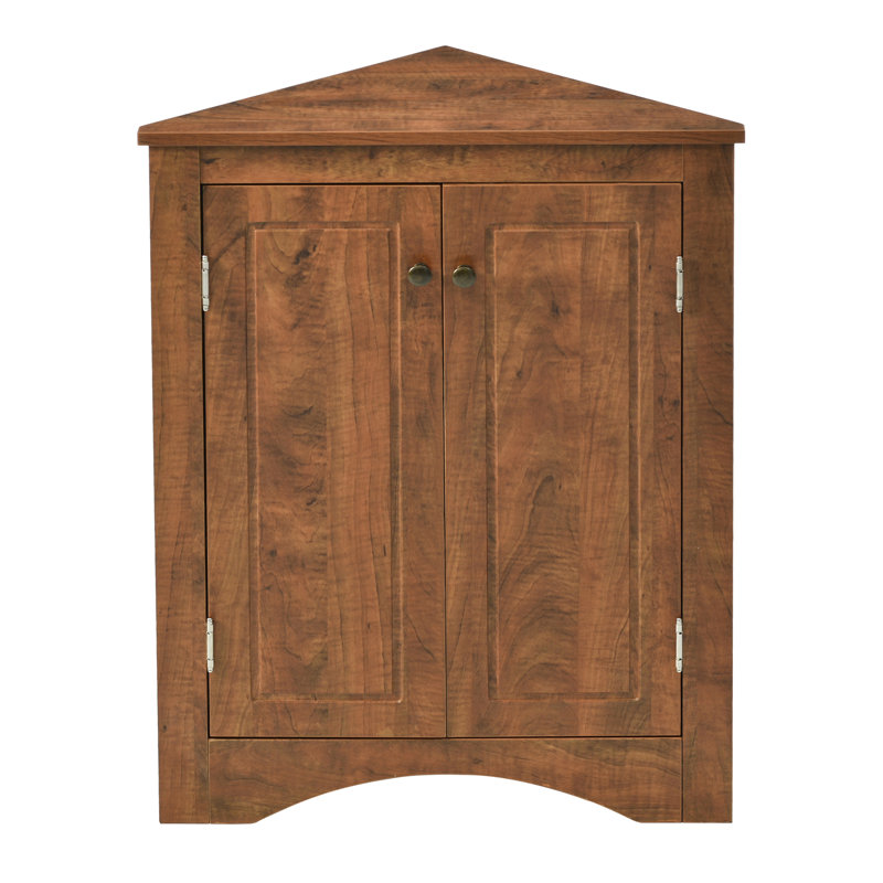 Armoire de salle de bain triangulaire avec tablettes réglables, couleur brune, tableau, grand rangement, facile à installer de haute qualité, métal, assemblage, idéale pour les petits espaces