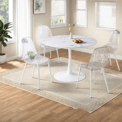 Compact Mdf Marble Dining Table Sets(must Include Both Table And Chair) Modern Home Kitchen