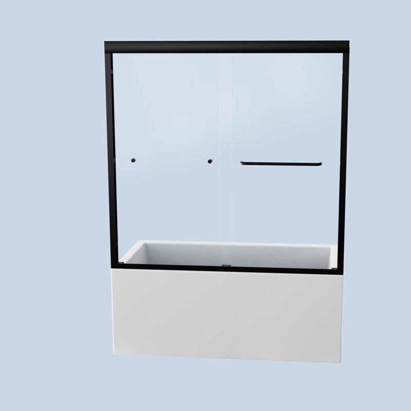 Porte de douche H 58 po, verre trempé de 6 mm, noir mat, processus d'installation facile et élégant
