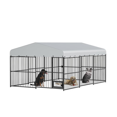 Heavy Duty Outdoor Dog Kennel With Galvanized Metal Frame And Waterproof Roof