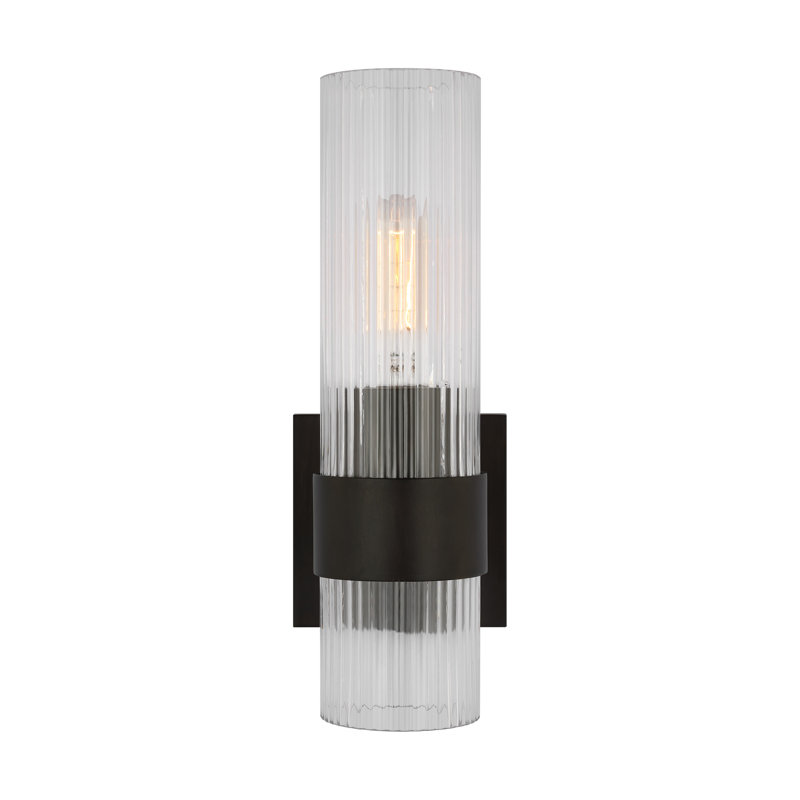 Geneva Black Iron Wall Sconce with Translucent Tube Shade
