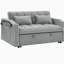 Canapé-lit pliable polyvalent de 55,51 pouces en 3 longueurs, canapé-lit moderne en velours coulissant, dossier réglable et avec port USB, cendrier et support pour téléphone pivotant (gris)-1375861753