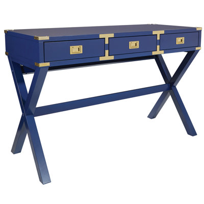 Harrison Solid Wood Writing Desk with Built-In Electrical Outlet