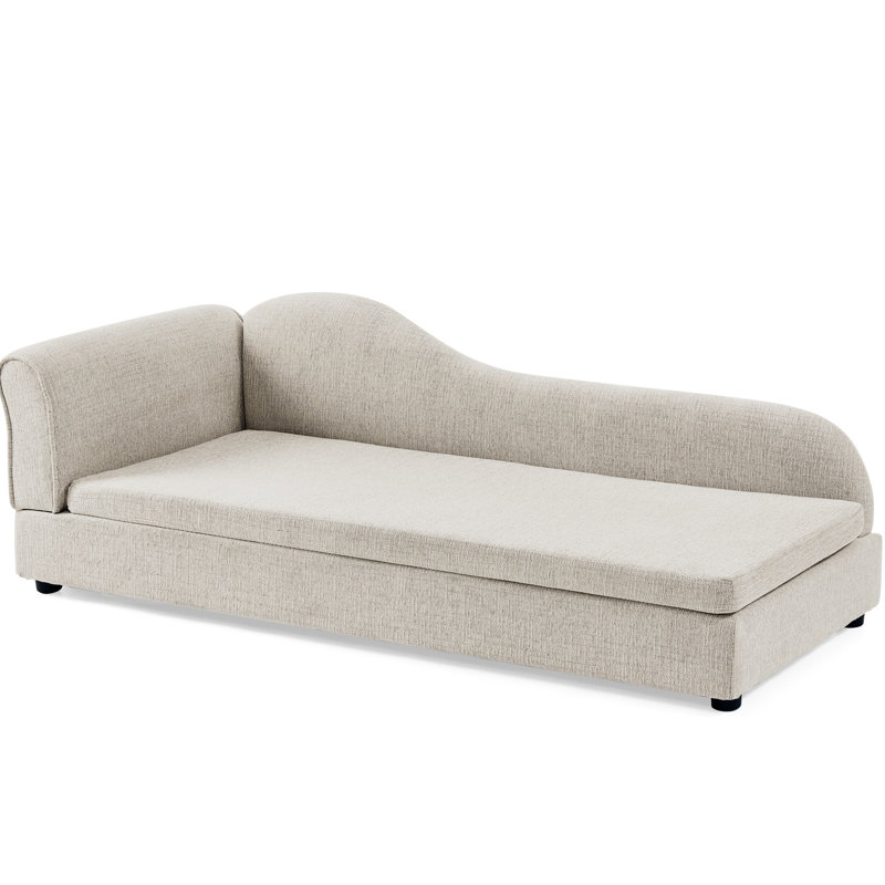 Animal de compagnie pour chien de taille moyenne et grande - beige, surdimensionné, vague irrégulière, accoudoir simple, coussin moelleux, pieds en plastique bas, beige lin avec pieds canins