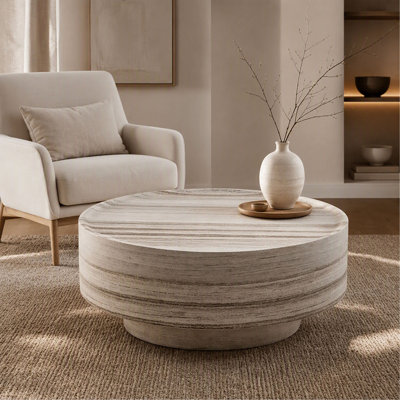 Table basse - ronde - 31,5 po - idéale pour le salon - confortable