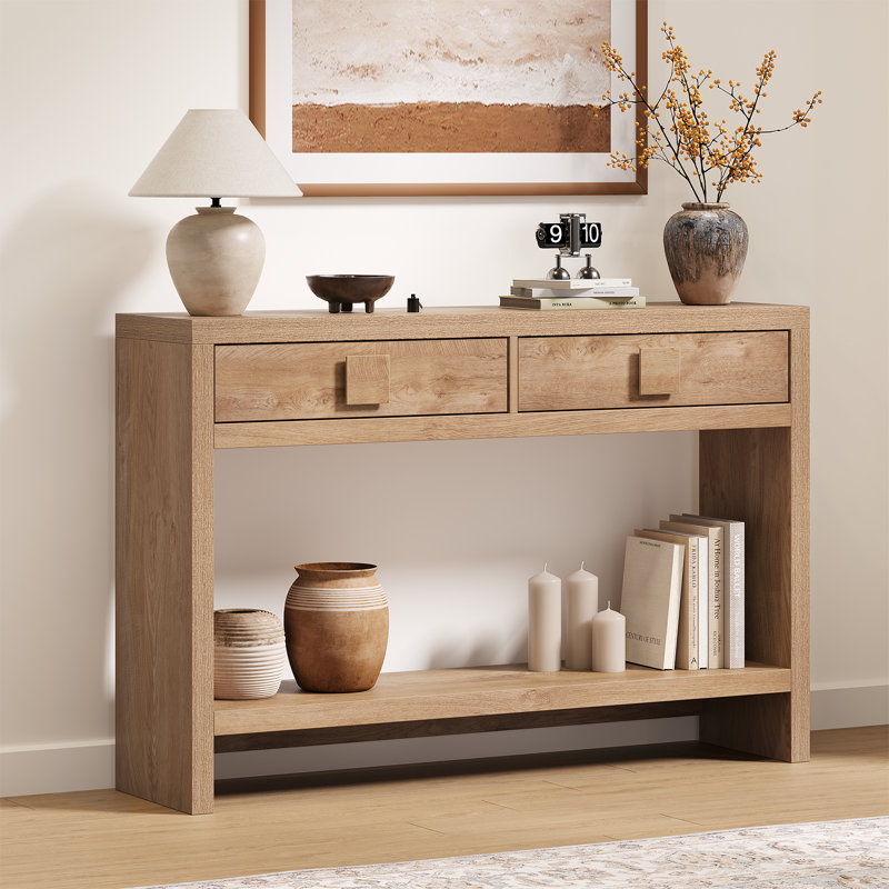 Console en bois avec 2 tiroirs, table de canapé pour le couloir, le vestibule, le salon, H 31,5 po x l 47,3 po x P 11,9 po
