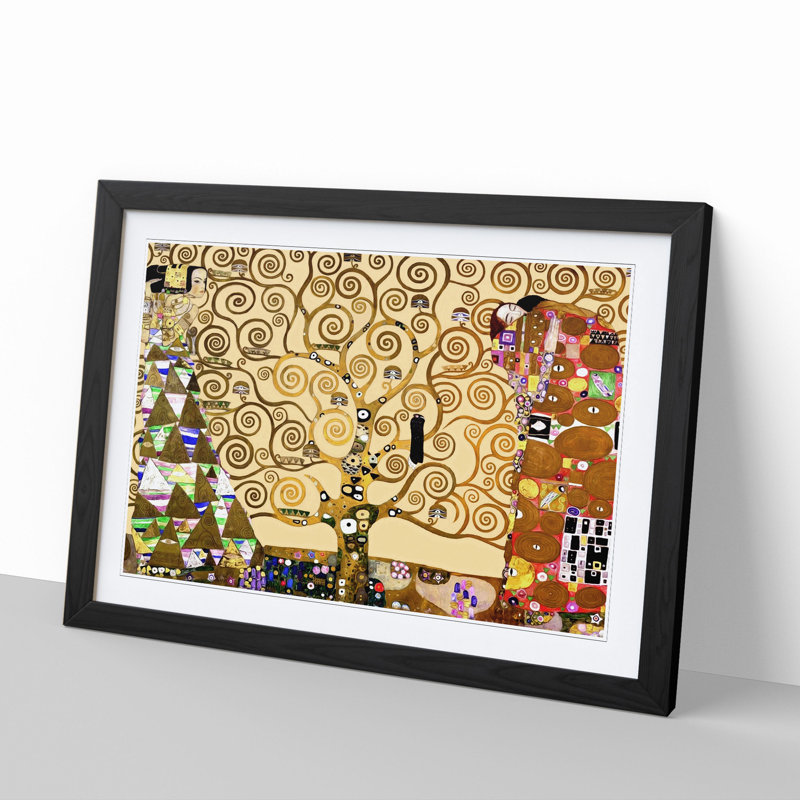 The Tree of Life by Gustav Klimt - Picture Frame Painting on MDF, 36cm H x 48cm W x 2cm D, Black Framed
