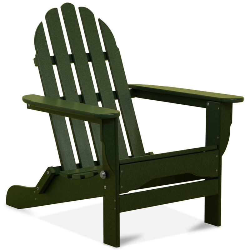 Leighton Foldable Outdoor Adirondack Chair, Forest Green