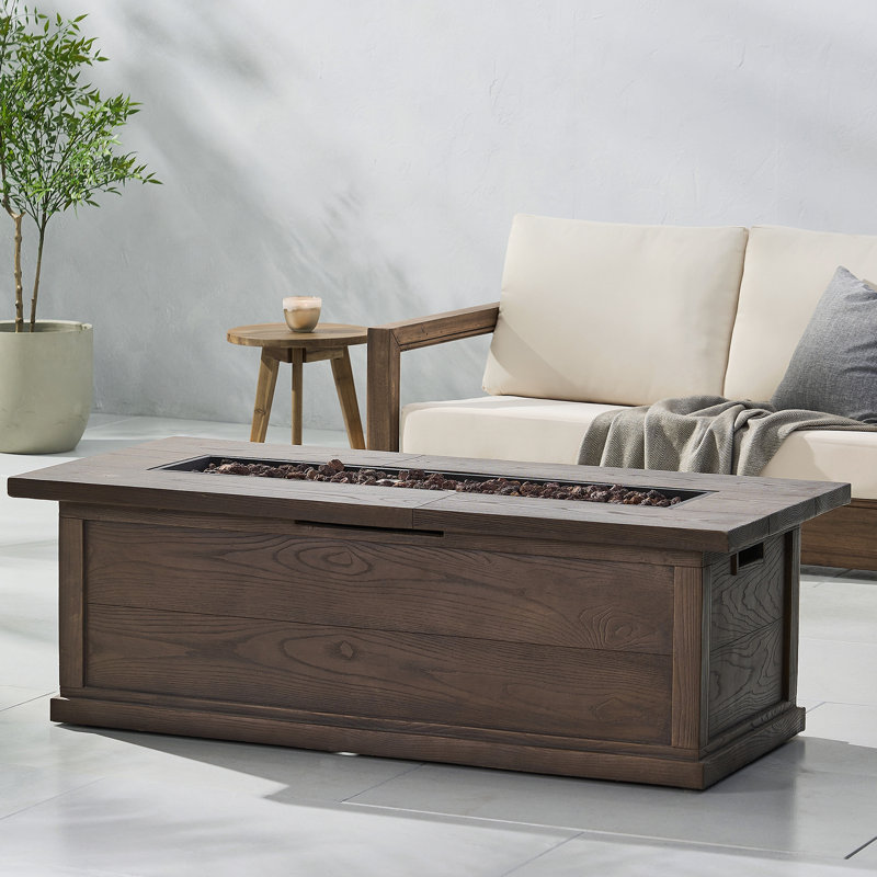 Foyer d'extérieur 56 po au propane 56 000 BTU, motif en bois brun 56 po (couvercle non inclus)